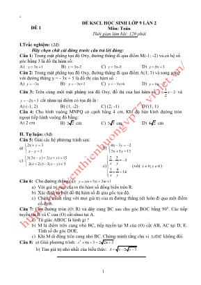 10 Đề khảo sát chất lượng học sinh Lớp 9 lần 2 - Nguyễn Thiên Hương